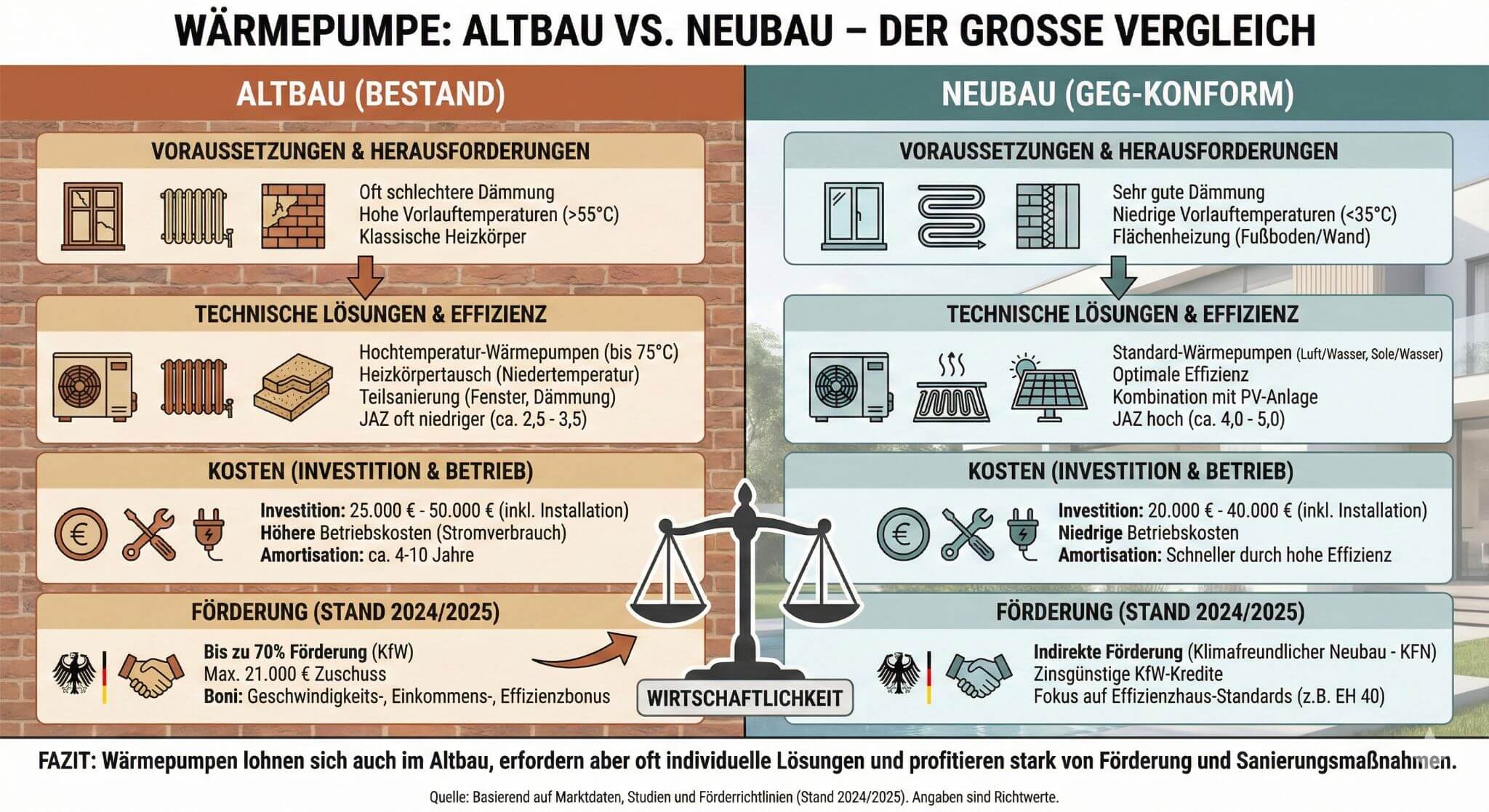 Warmwasser Wärmepumpe Altbau vs Neubau