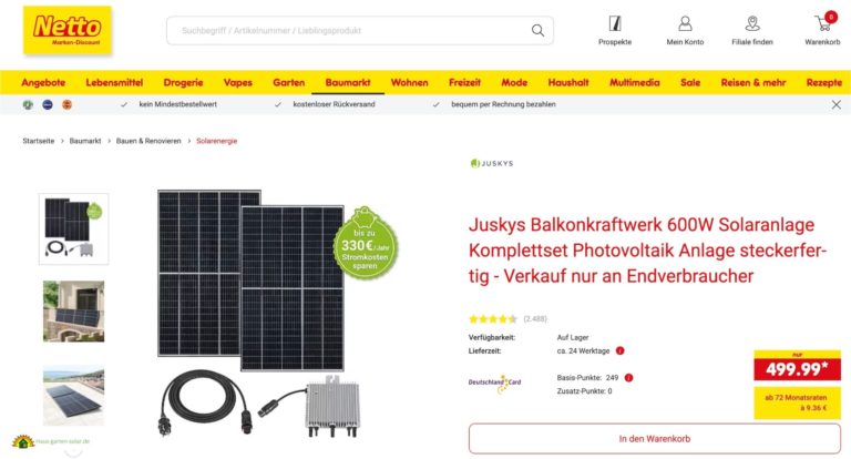 NETTO Balkonkraftwerk Tests, Bewertung, Erfahrungen, Vergleich Und ...