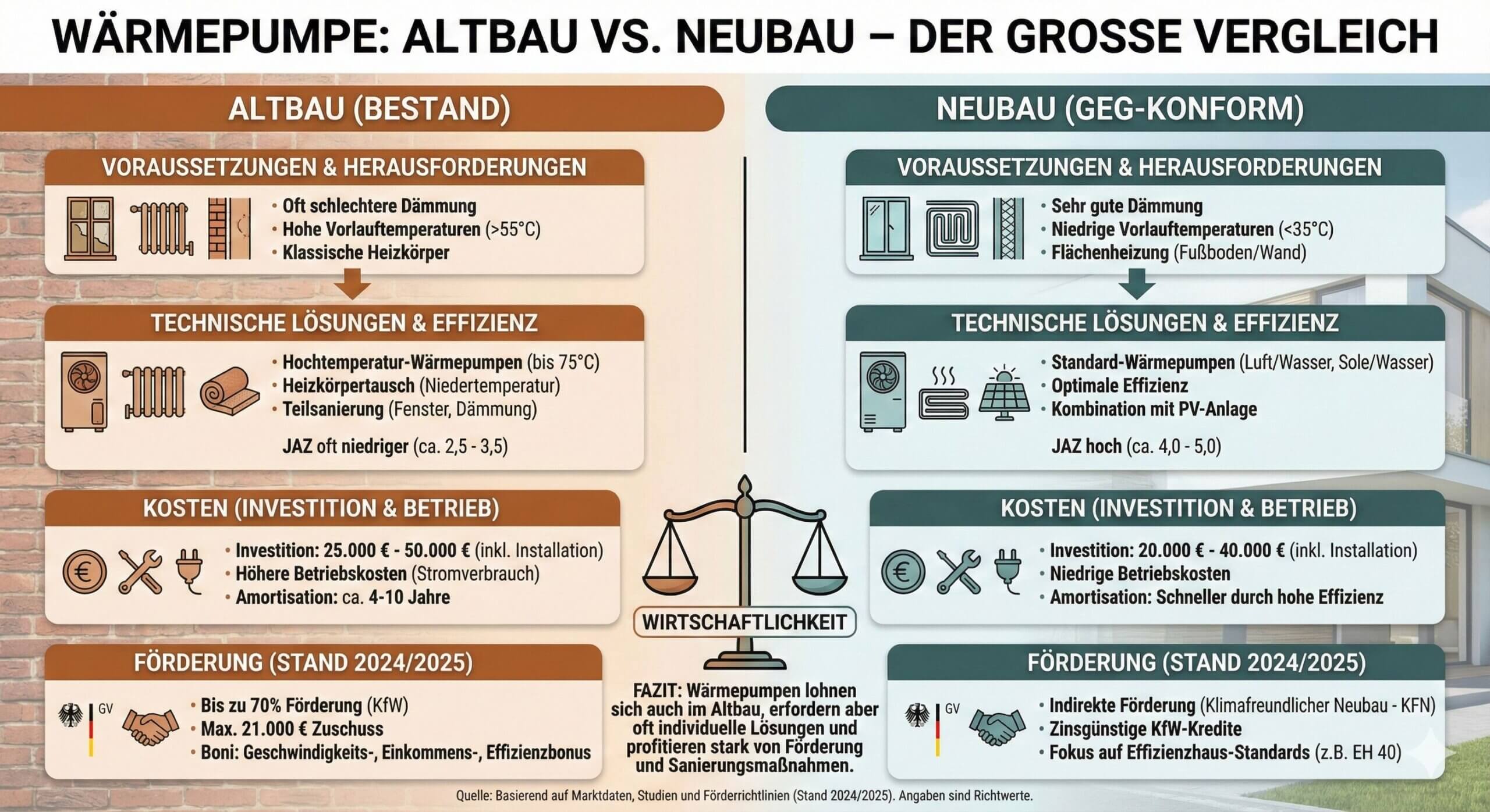 altbau vs neubau waermepumpe