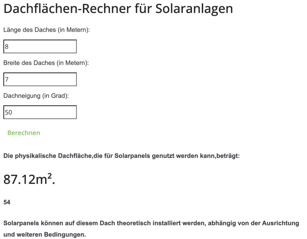 Dachfläche berechnen Wie viele PVModule passen auf mein Dach Rechner